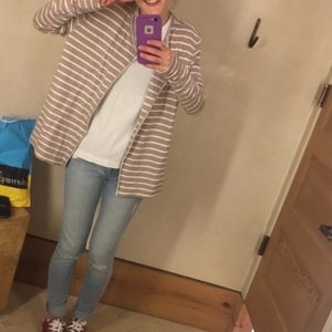 cream and white sweater